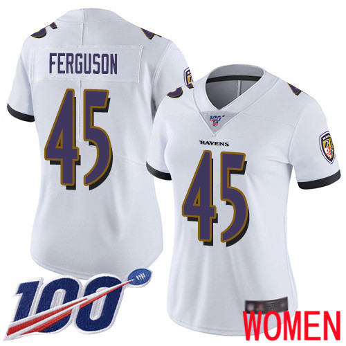 Baltimore Ravens Limited White Women Jaylon Ferguson Road Jersey NFL Football 45 100th Season Vapor Untouchable